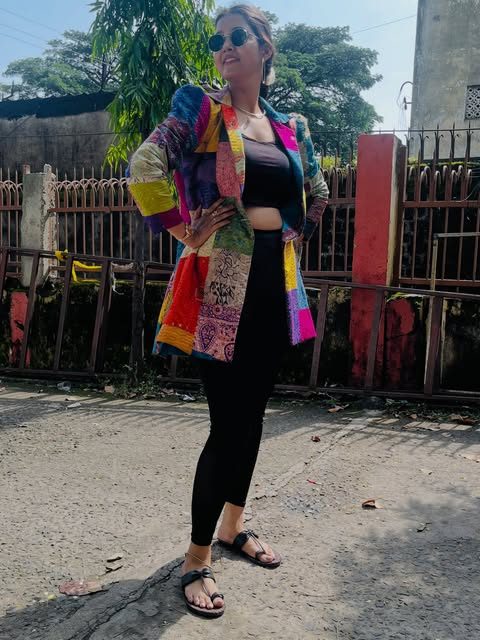Patchwork kantha jacket